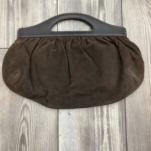 COLE HAAN Chocolate Brown Clutch With Magnetic Close